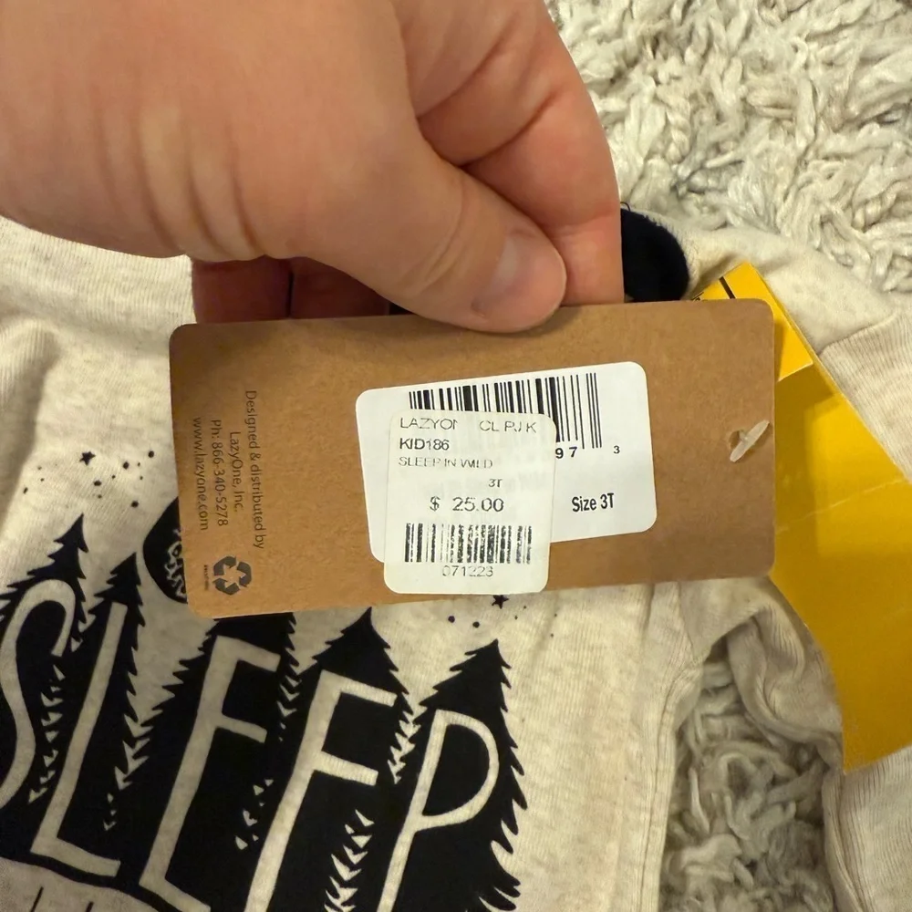 2/$30 Lazy One - Kids Pajama Set - Cream and Red Plaid Print - Sleep in Wild NWT